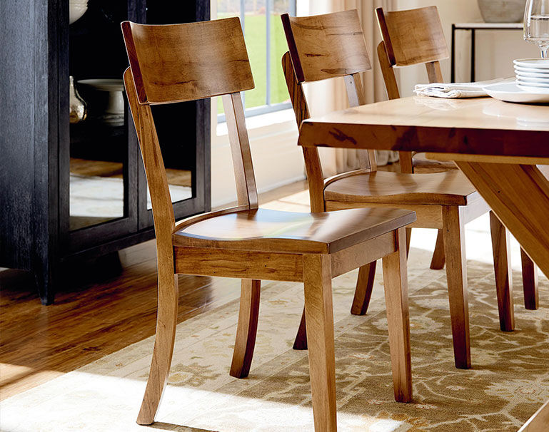 Designer Wood & Upholstered Dining Chairs, Handcrafted Dining Room Chairs